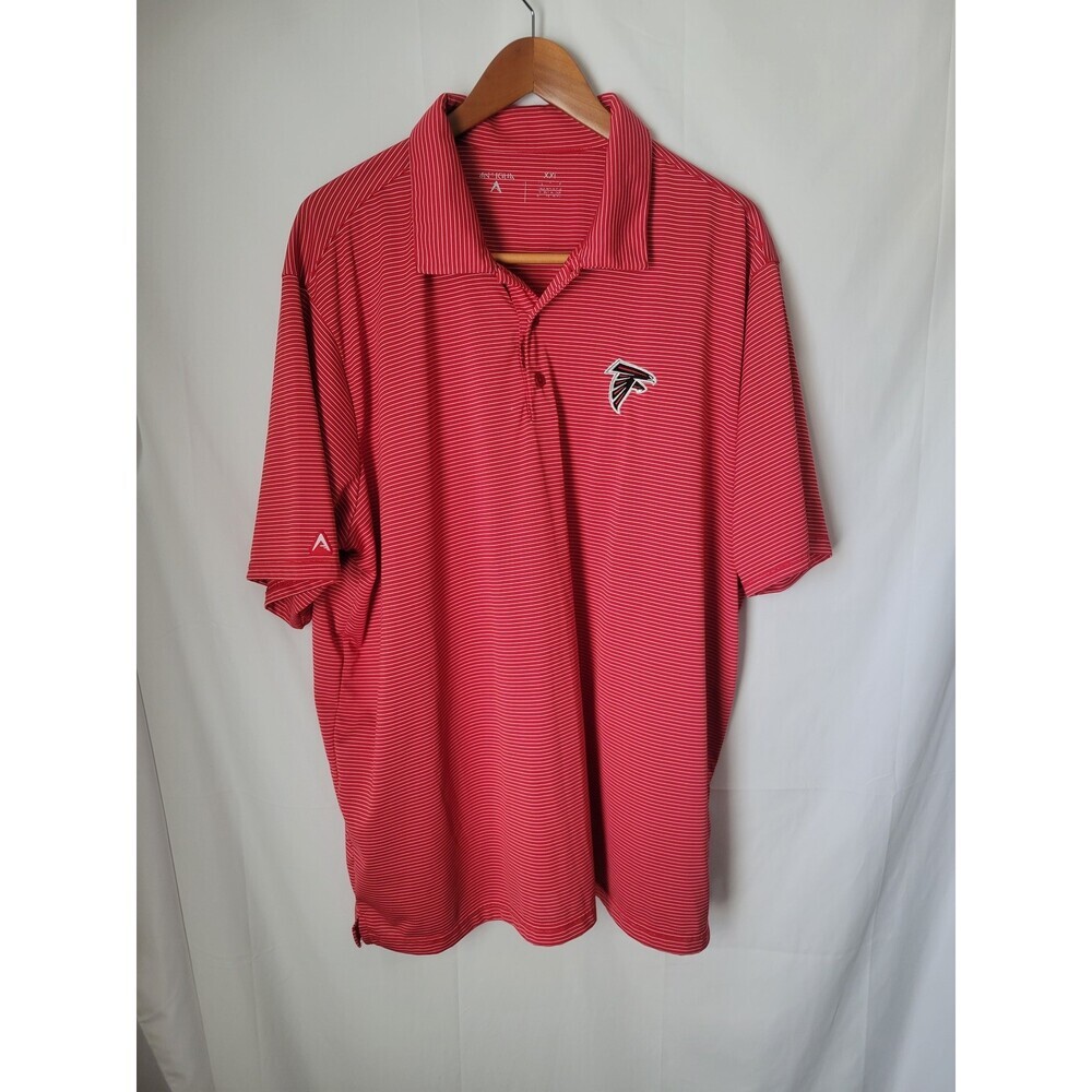 Antigua Men's XXL Red White Striped Atlanta Falcons Polo Shirt Golf Performance‎